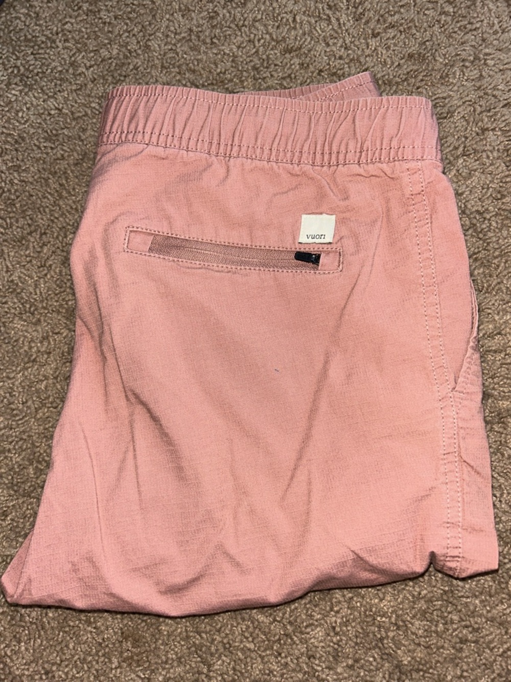 Vuori Blush Pink Elastic-Waist Shorts